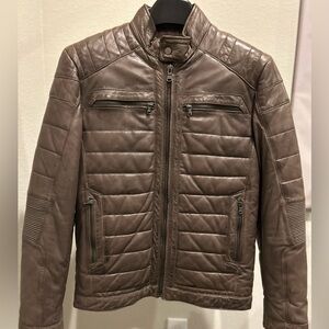 Men's Gray Quilted Leather Jacket